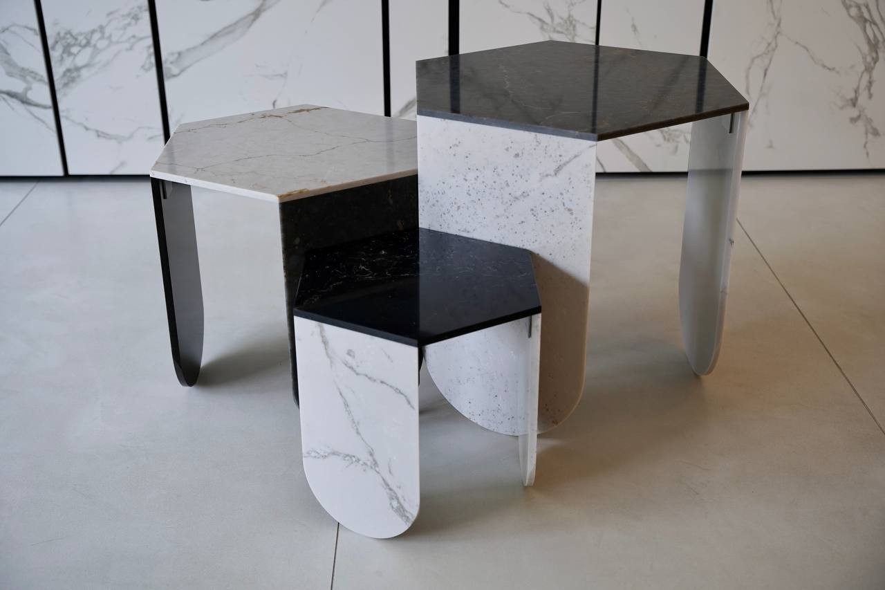 декоративные столики из Дектон и Silestone