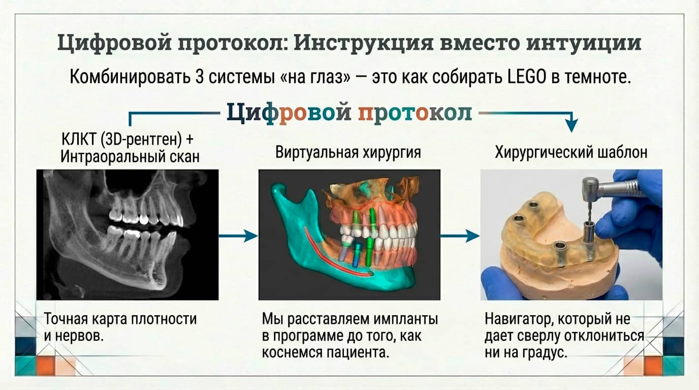 Цифровой протокол — трёх идеальных систем имплантов