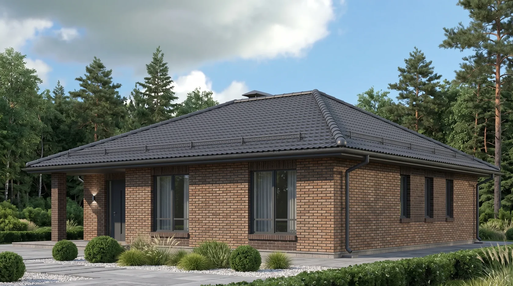 Проект одноэтажного дома с панорамным эркером (C-98): изображение 2