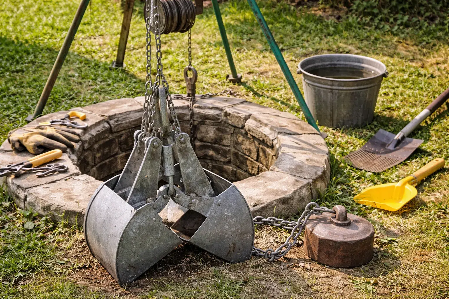 Грейфер для чистки колодца