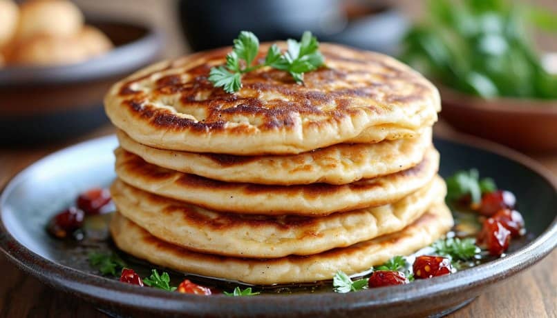 хычины с творогом и сыром на сковороде