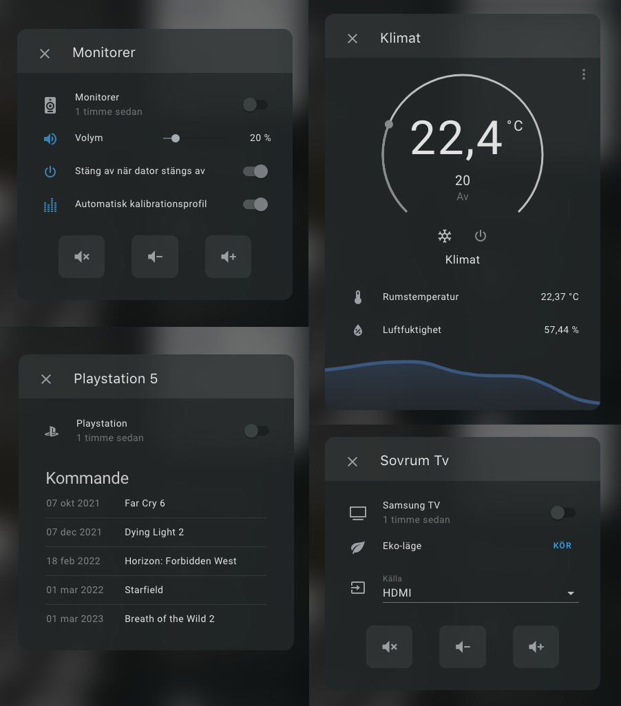 Interface panel. Интерфейс управления умным домом темная тема. Hass interface.