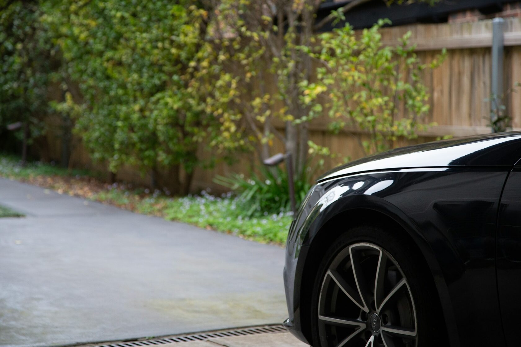 Automatic gate opening car driveway
