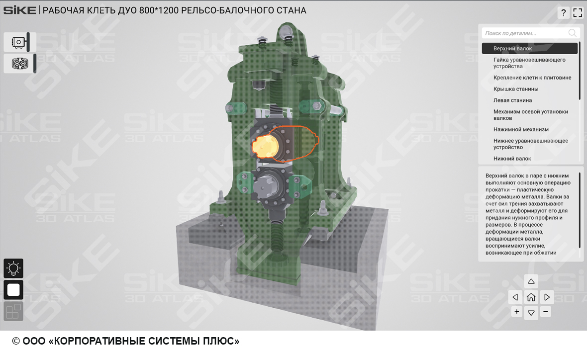 Устройство рабочих клетей прокатных станов — SIKE Интерактивный тренажер  (3D Атлас 2.0) для изучения оборудования