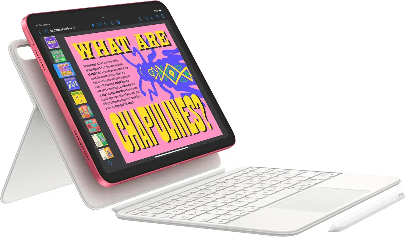 Экосистема Apple: iPad 11 с подключенной клавиатурой Magic Keyboard Folio и стилусом Apple Pencil