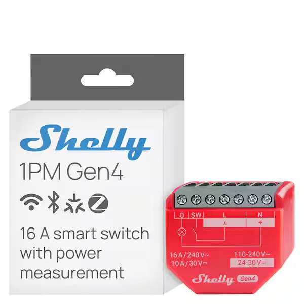 Shelly 1PM Gen4 с упаковкой для локального расписания света
