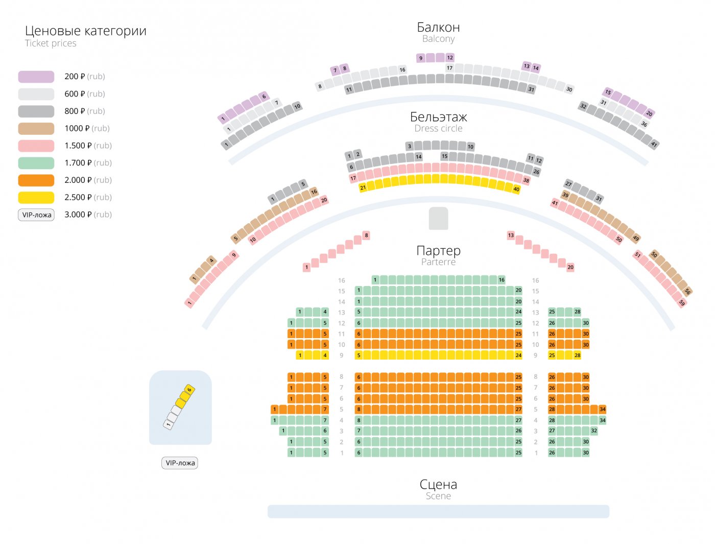 Схема зала РАМТ большая сцена