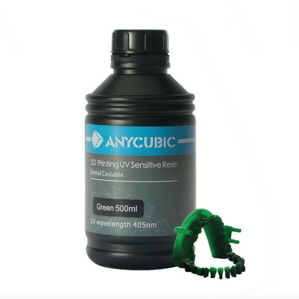 Выжигаемый фотополимер. Anycubic фотополимер. Фотополимер Anycubic Castable 500гр. Смола Anycubic Dental Green.