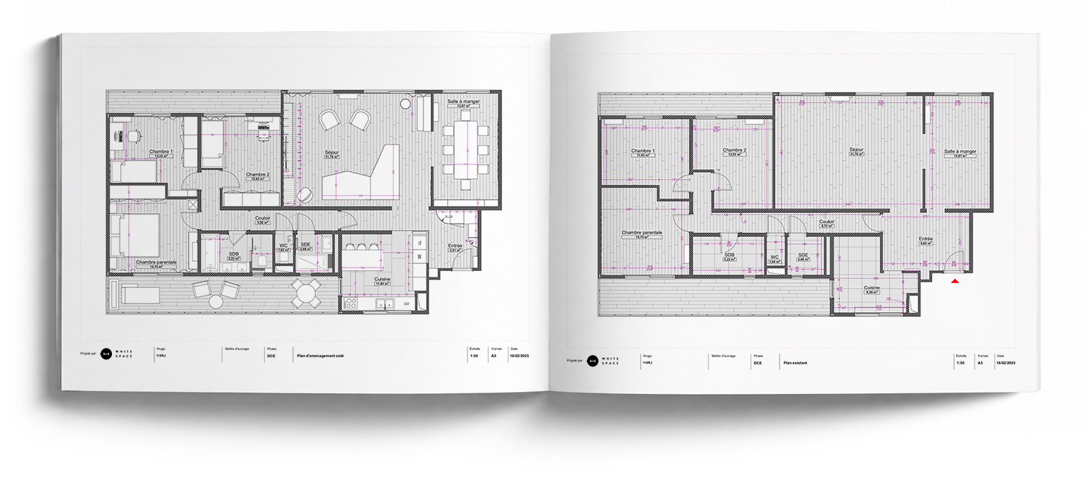Plan d’aménagement intérieur et plan de l’existant 