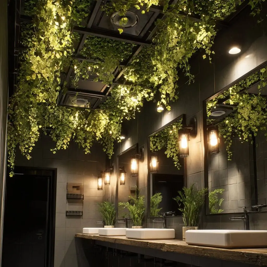 Озеленение потолка в кафе