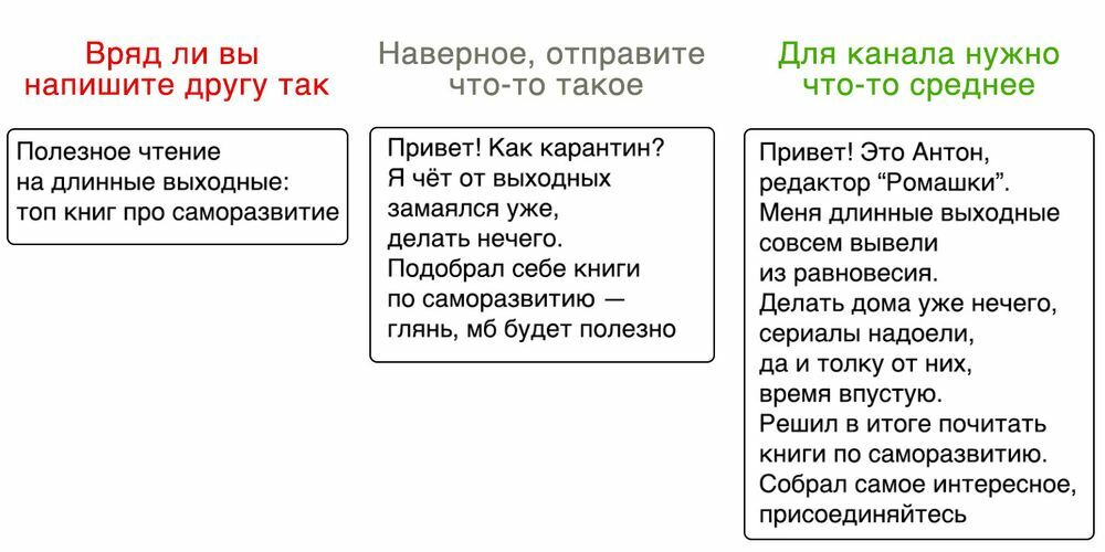 Для продвижения канала в Телеграме в 2022 пишите сообщения, близкие к личным. И не забудьте представиться