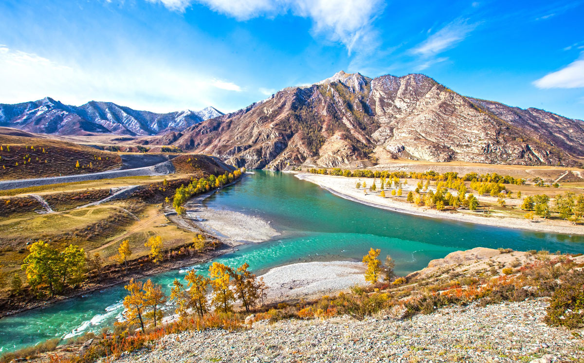 Горный Алтай слияние рек Чуя и Катунь