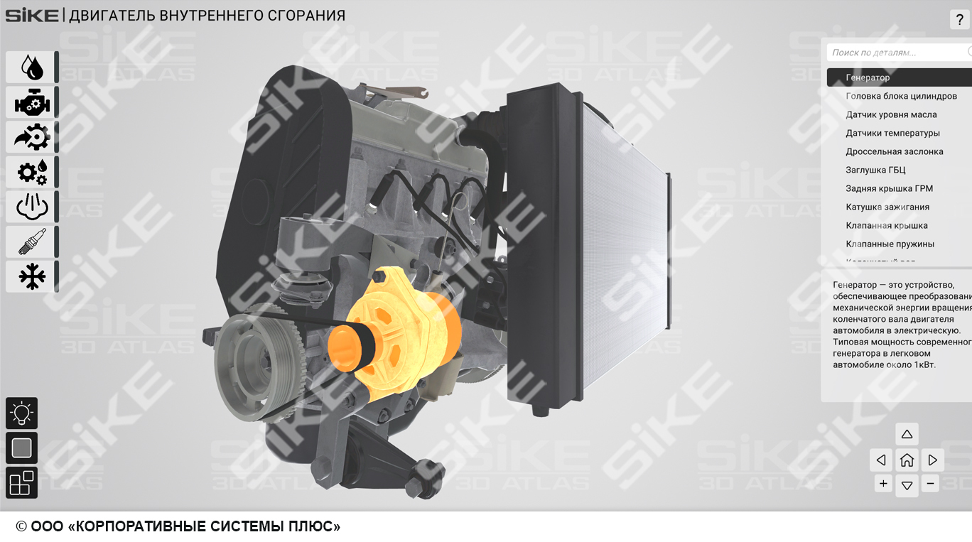 Устройство двигателя внутреннего сгорания (ДВС) — SIKE Интерактивный  тренажер (3D Атлас 2.0) для изучения оборудования