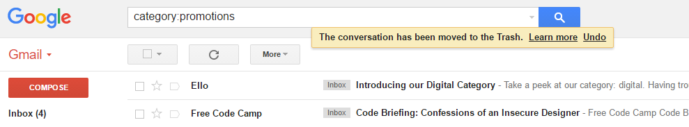 Пример отмены действия