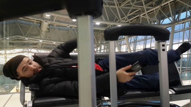 Andrey Kolbasin resting during his trip to the Milan Tattoo Convention 2016 , 623