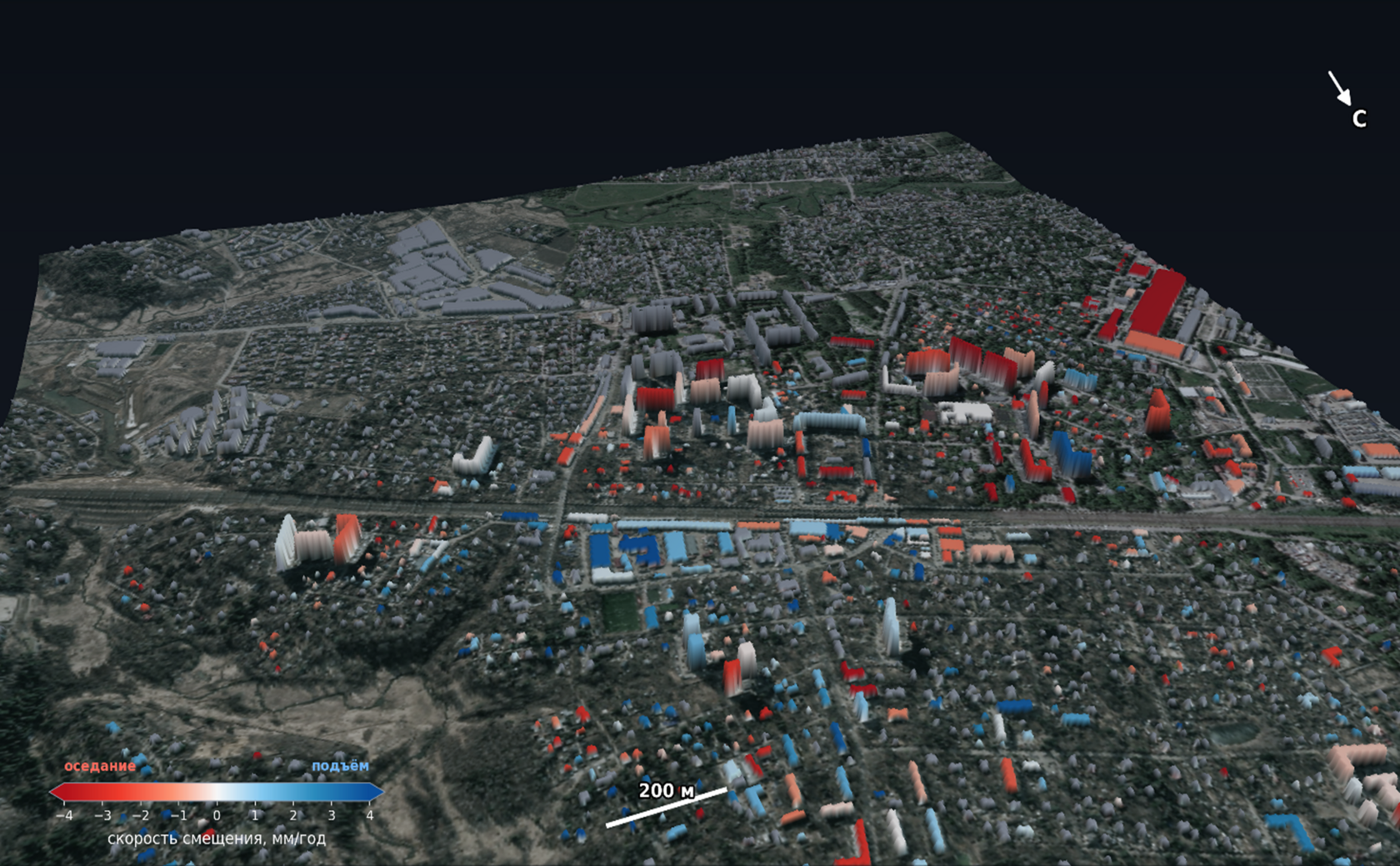 (fig. 6) The southeastern outskirts: private houses mixed with multi-story buildings and industrial sites. Small houses have fewer measurements.
