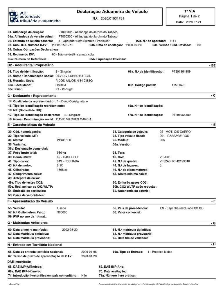 таможня на авто в Португалии