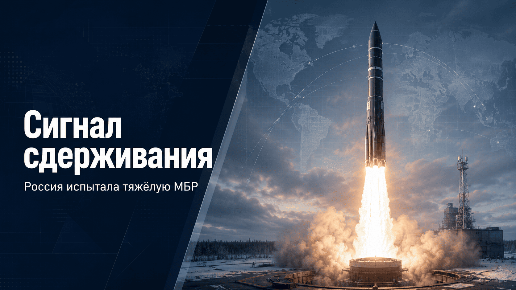 Пуск межконтинентальной баллистической ракеты Сармат во время испытаний.