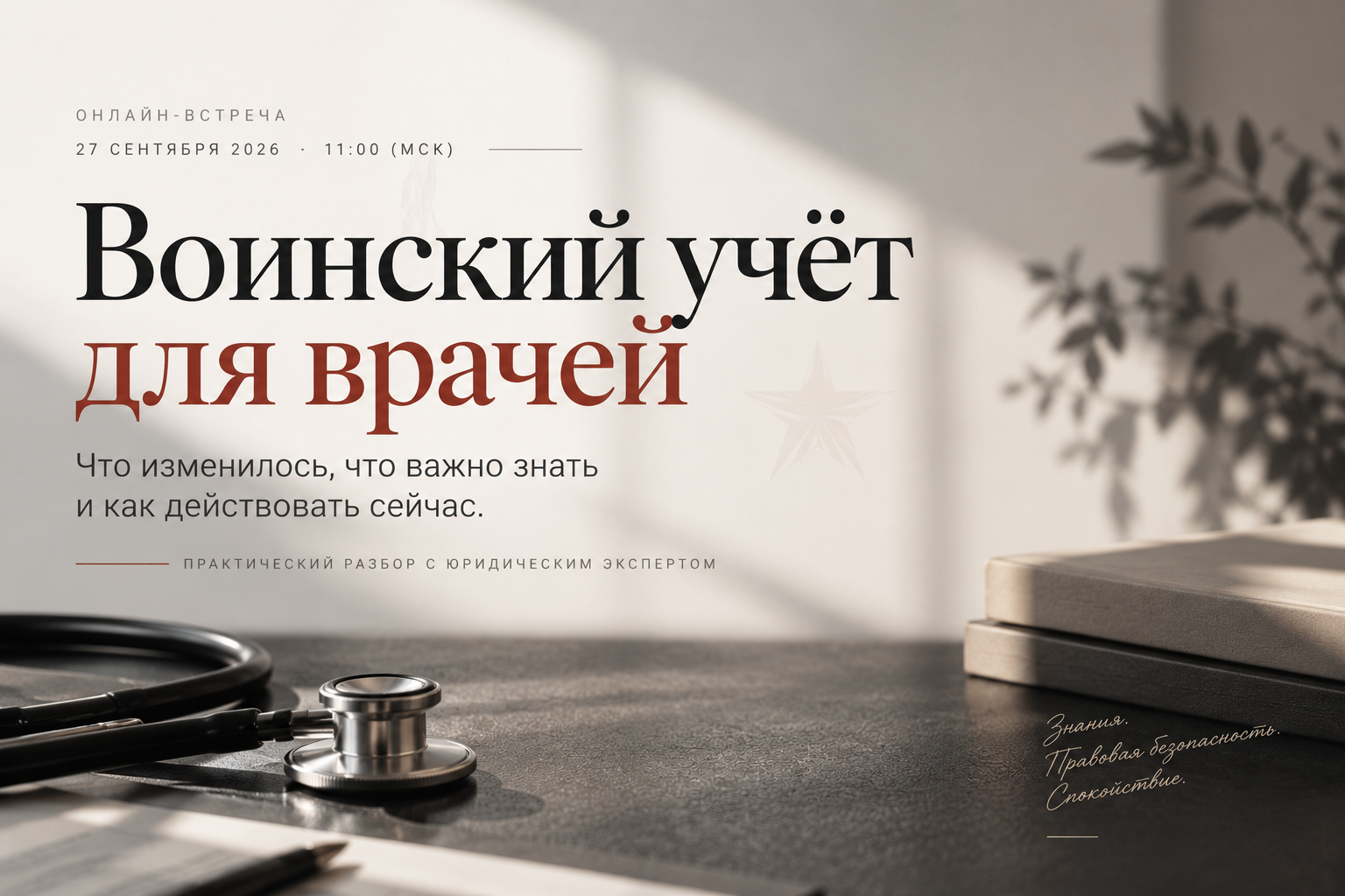 Воинский учёт для врачей — онлайн-встреча 27 сентября 2026 года