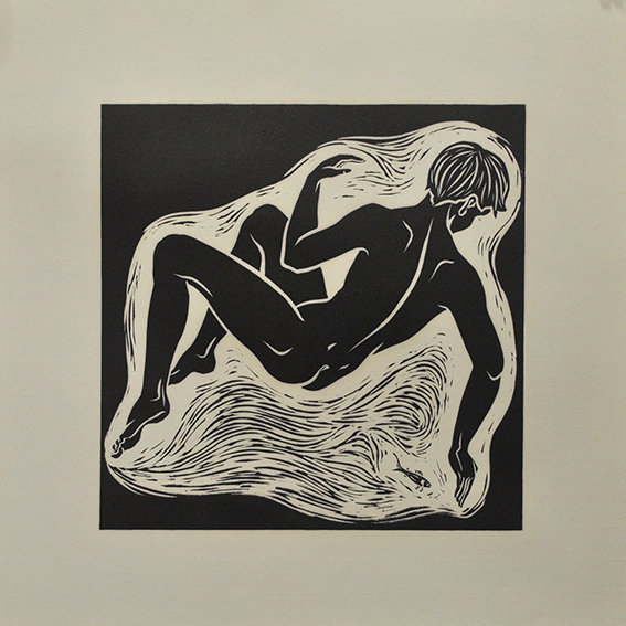 engraving linocut Nude