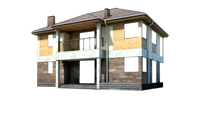 Фасад частного дома без окон