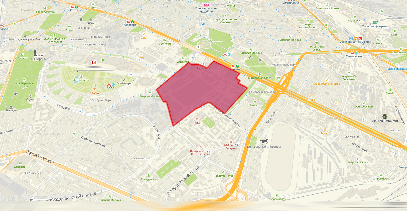 Пятно застройки ЖК МИГ на Динамо