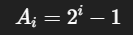 Формула последовательности: Aᵢ = 2ⁱ − 1