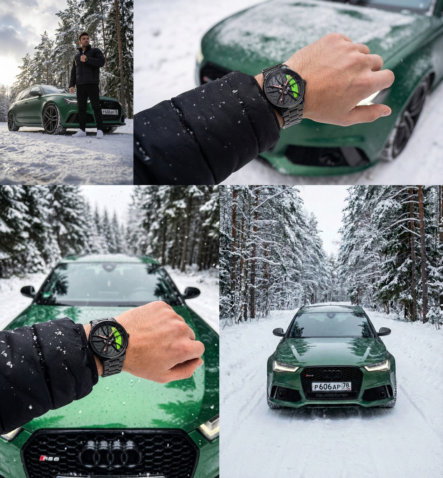 Фотосессия наручных часов jeTime на руке, премиальный стиль, автомобильная эстетика