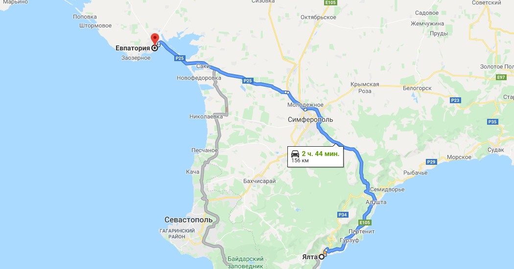 Маршрут Ялта Евпатория