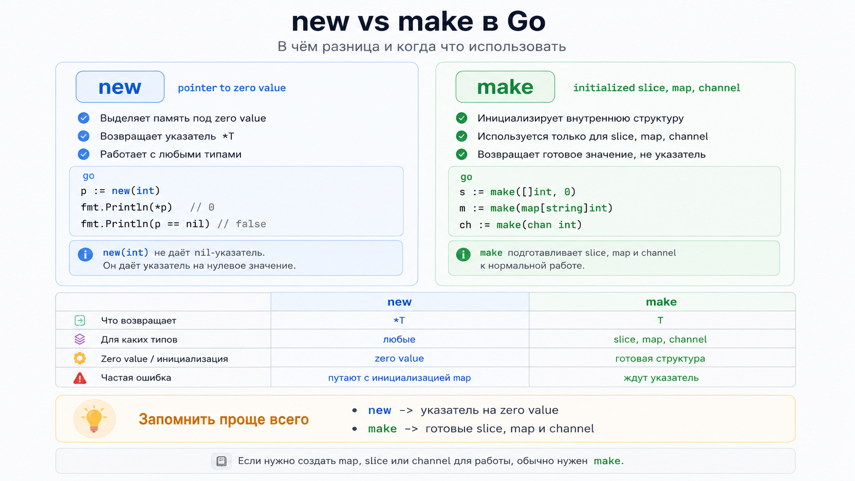 new vs make в Golang