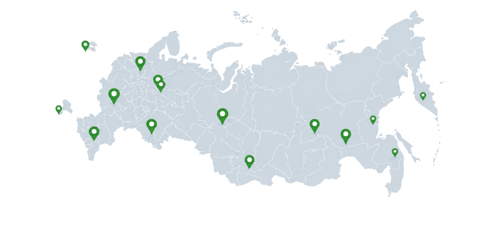 Карта регионов работы лаборатории
