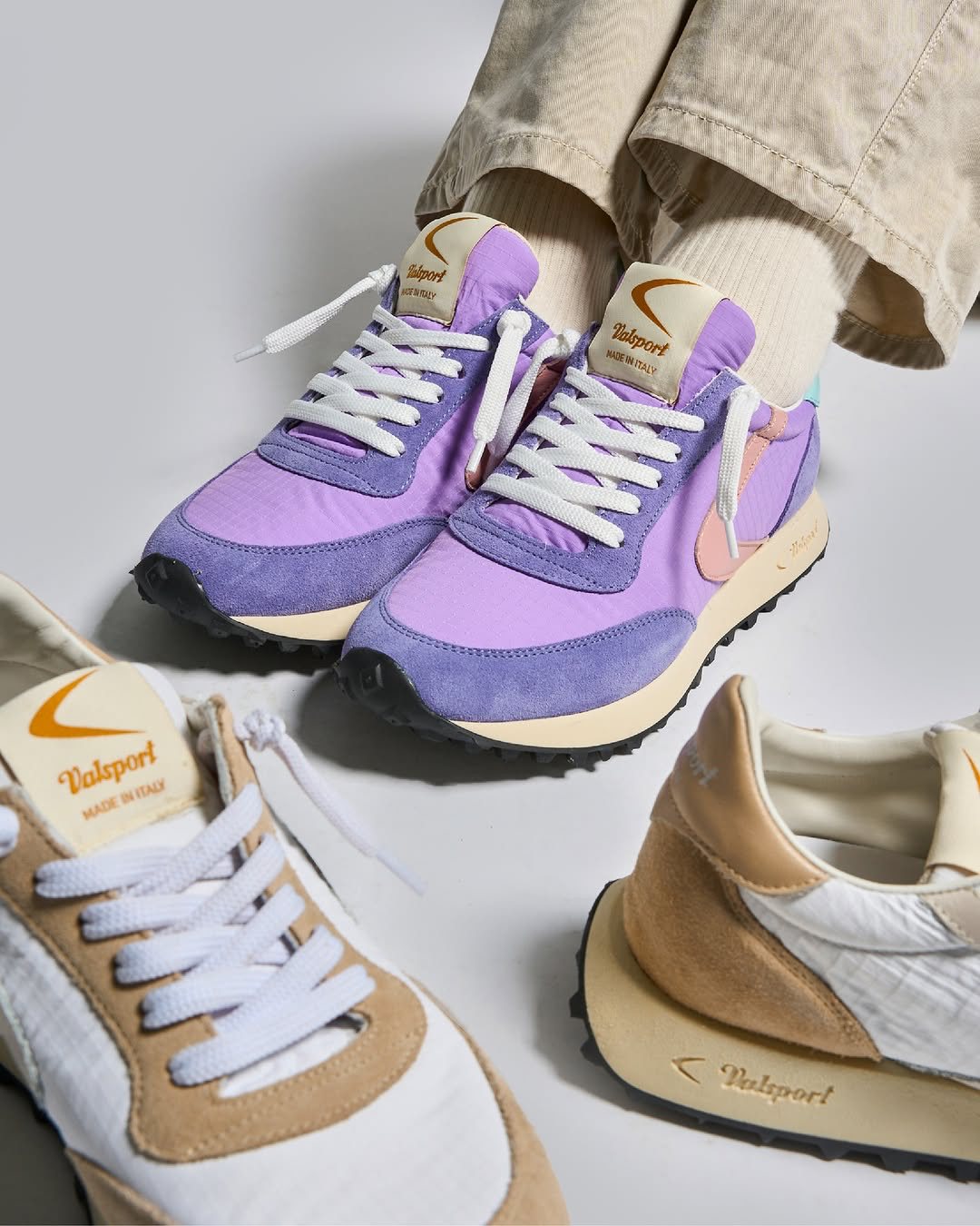 Valsport Start: sneaker in nylon ripstop lilla con dettagli in suede