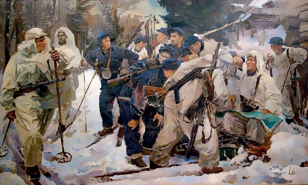 ﻿«Партизаны-лесгафтовцы после боевой операции.1942».