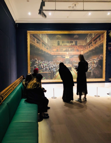 Monkey Parliament Banksy on sale at the Sotheby's in London