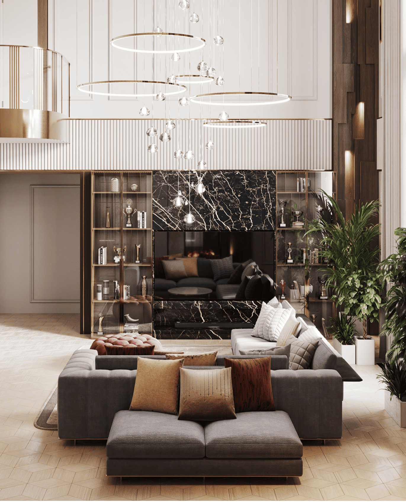 холл в доме с высокими потолками 