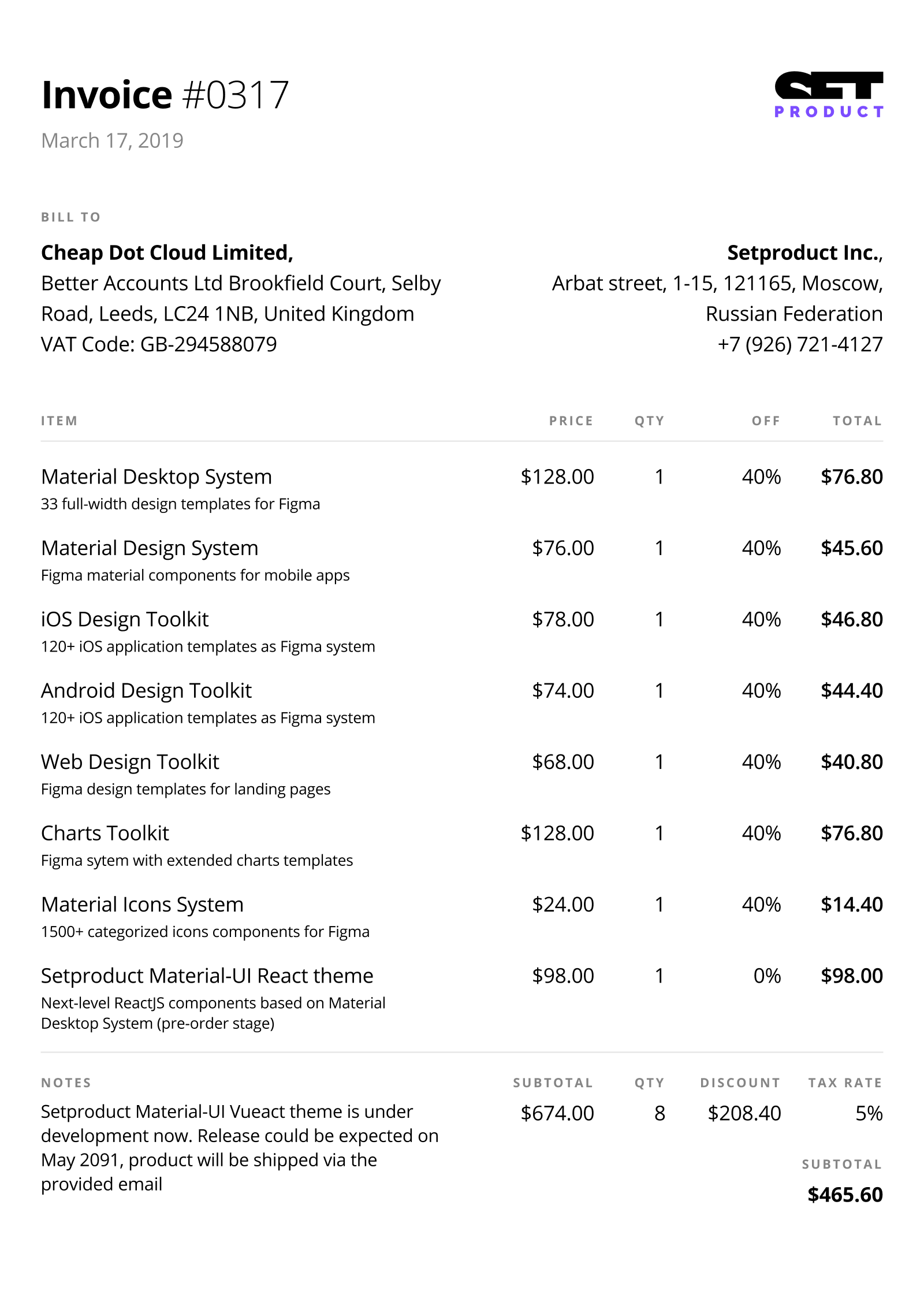 Free Figma invoice template Throughout Invoice Template For Pages