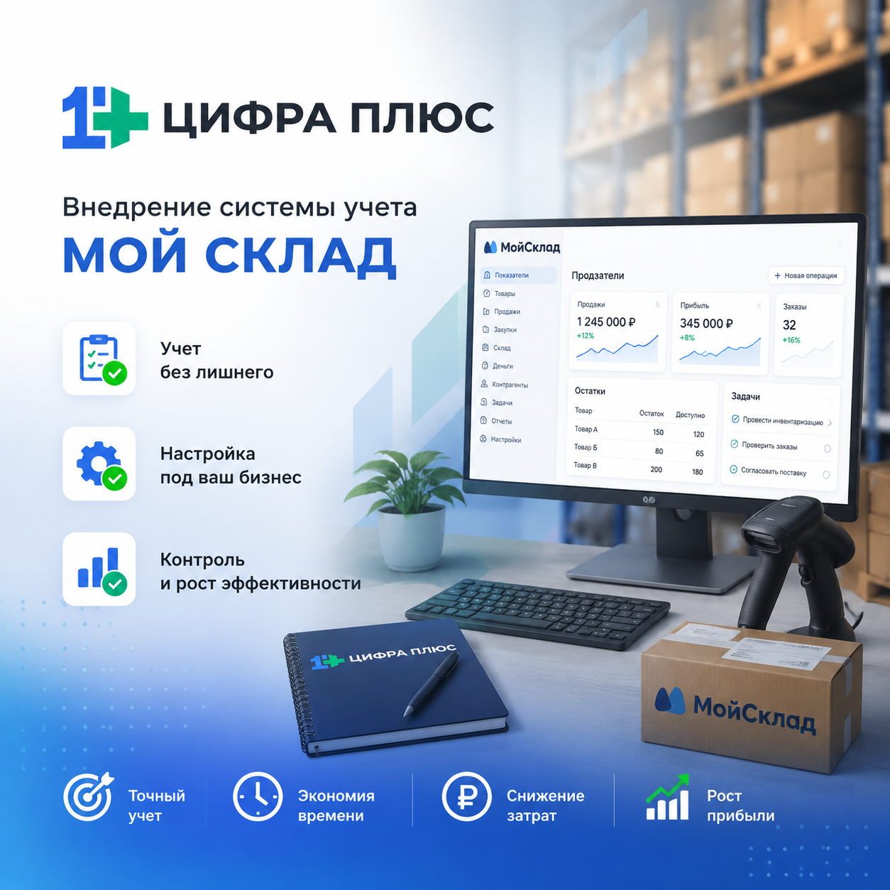 Внедрение системы учёта МойСклад — учёт без лишнего, настройка под бизнес, контроль и рост эффективности