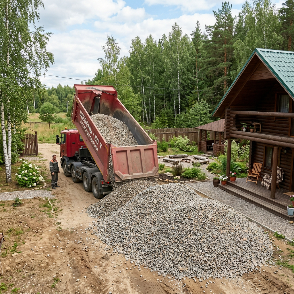 Щебень на парковке