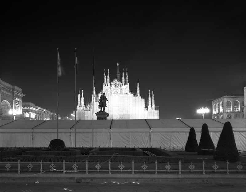 Piazza del Duomo. Milan. 2007. BW Negative 4×5 inch.