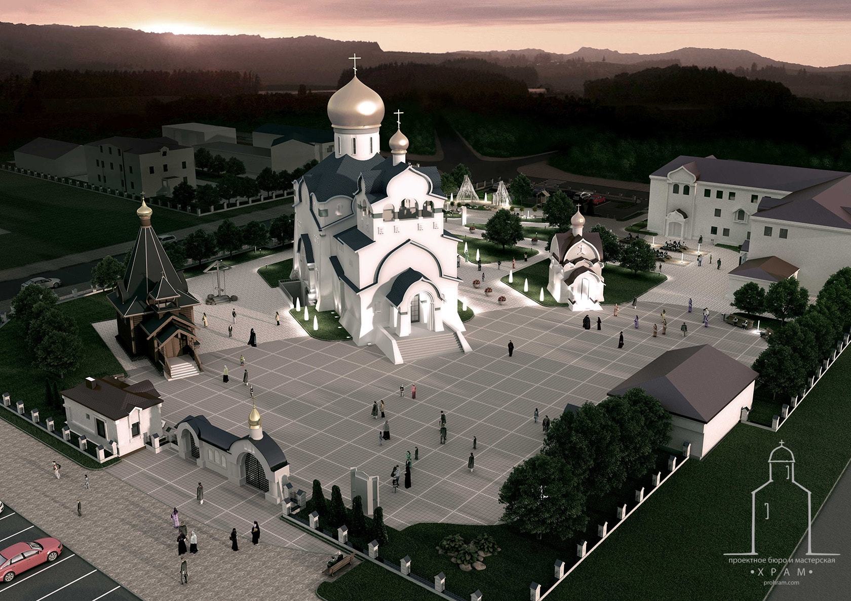 church architecture, church center, orthodox church project, Dormition church center, sacred architecture
