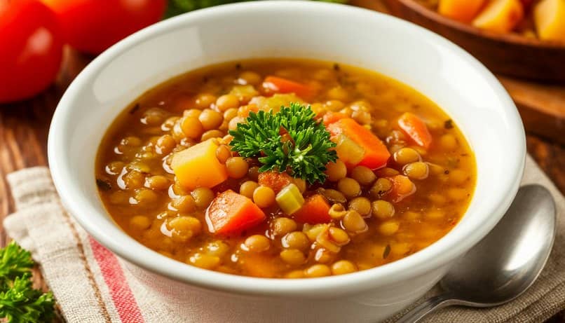 Овощной суп с чечевицей и картофелем
