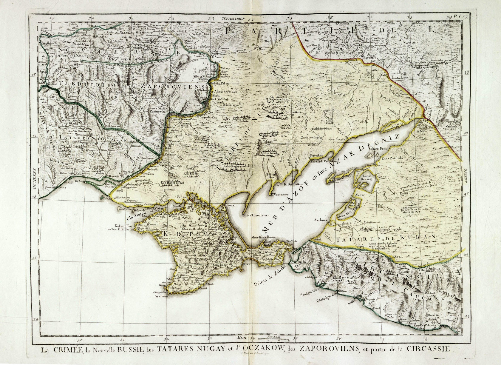 Старинная карта крыма с мелкими поселками 1784 года