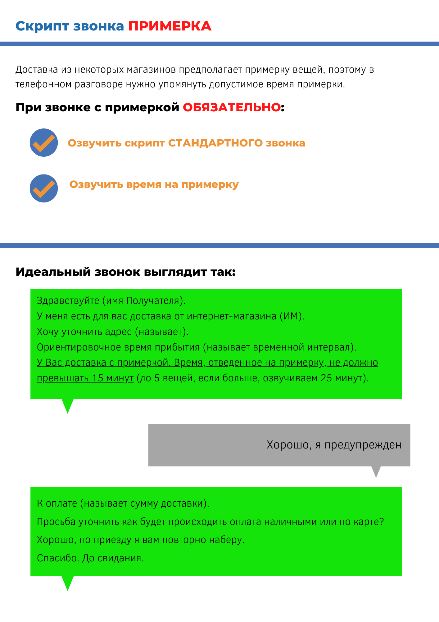 Стандарты работы курьера