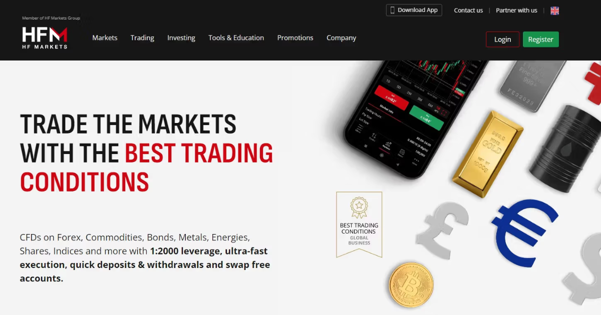 hf markets homepage
