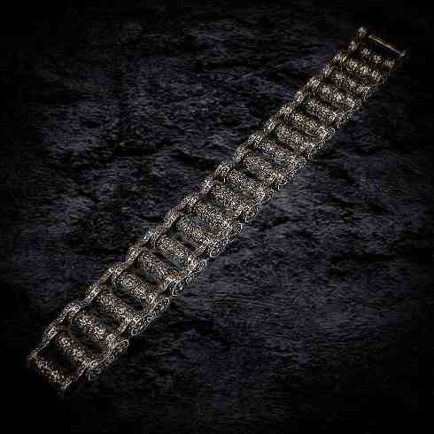 байкерский серебряный браслет, мужской массивный браслет.