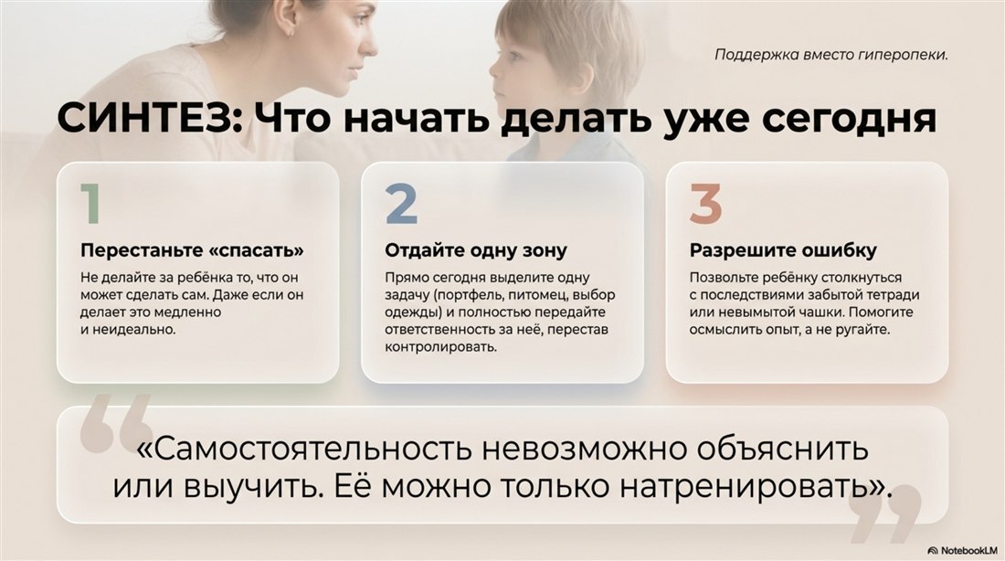 Три шага к самостоятельности