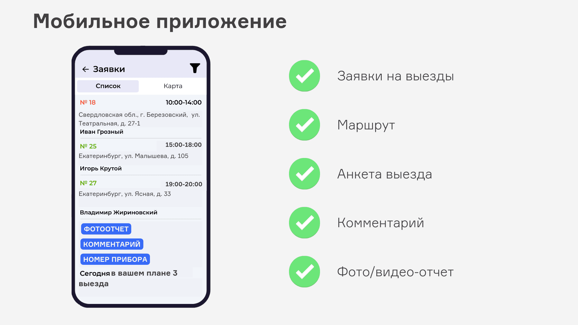 Организация выездных работ