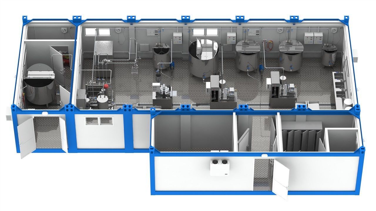 В складских и фасовочных помещениях. Модульный цех КОЛАКС. Планировка оборудования. Схема молочного цеха. План расположения оборудования.