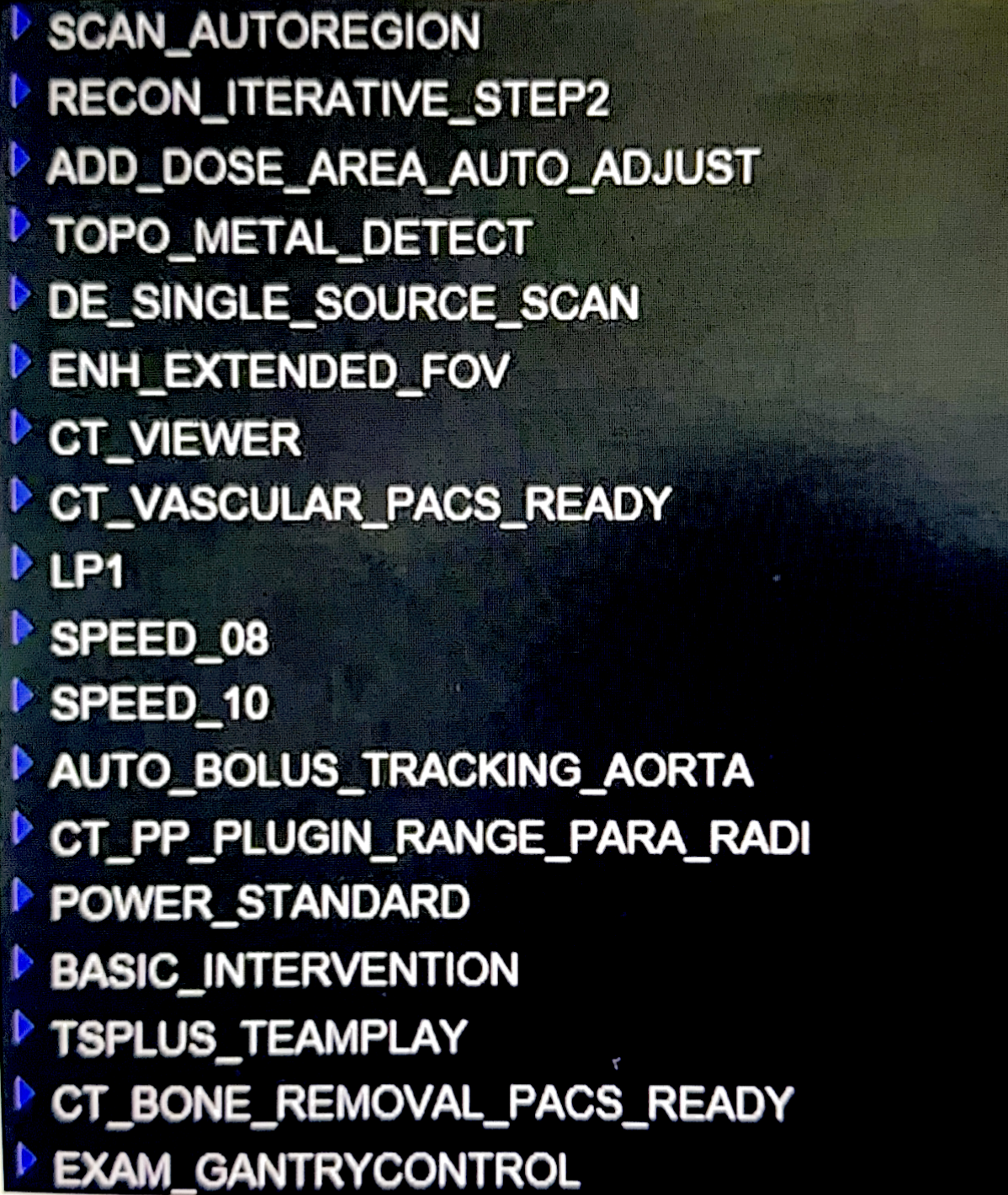 Список опций CT SOMATOM go.