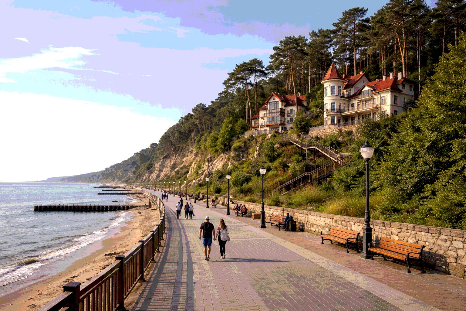 Светлогорск: вид на побережье и сосновые склоны